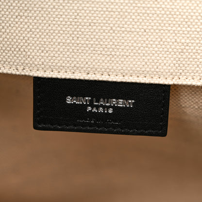 Saint Laurent Canvas Calfskin Large Thin Sac De Jour Naturel Black 6 of 9
