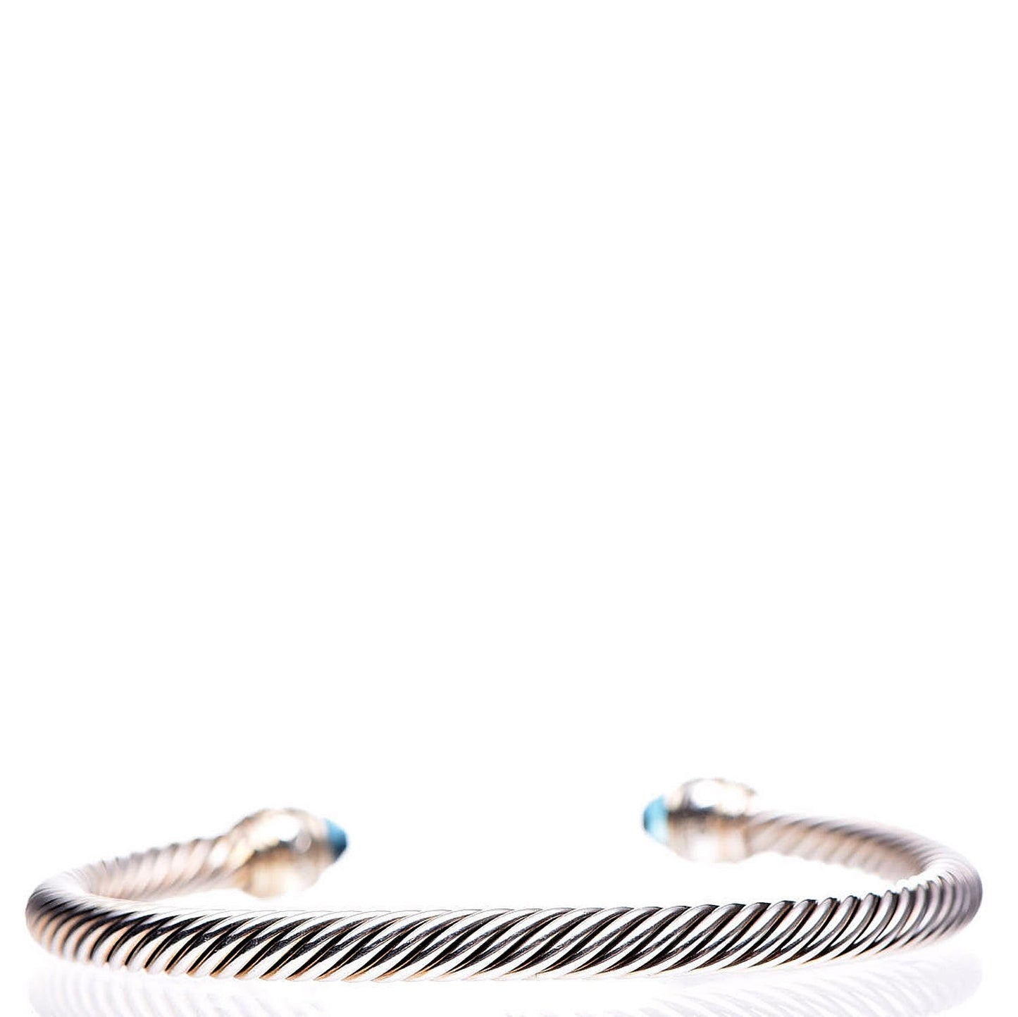 Sterling Silver 14K Yellow Gold Blue Topaz 5mm Cable Classics Bracelet