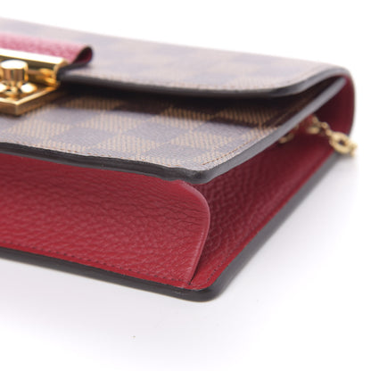 Louis Vuitton Damier Ebene Croisette Chain Wallet Scarlet 8 of 9