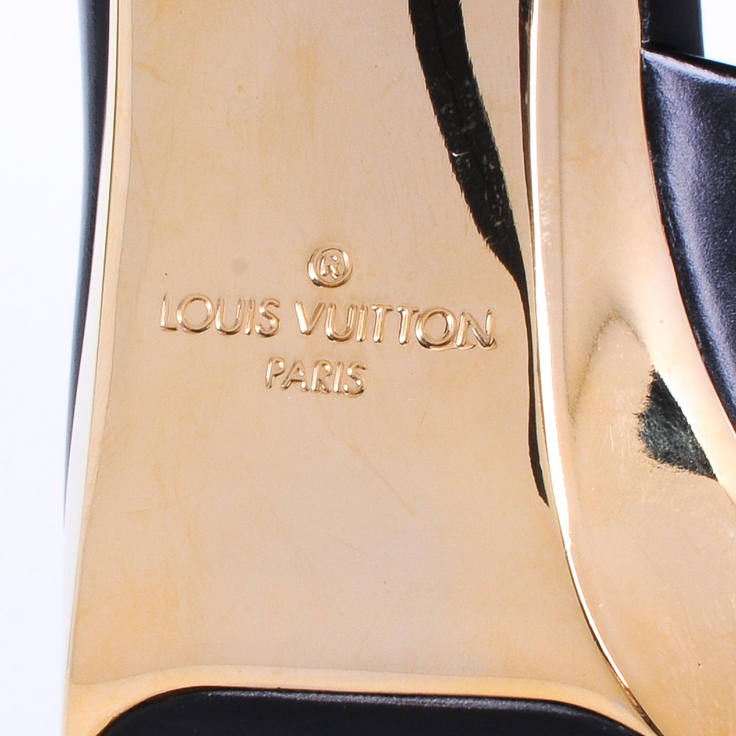 Louis Vuitton Leather Peep Toe Gold Plate Pumps 39 3 of 7