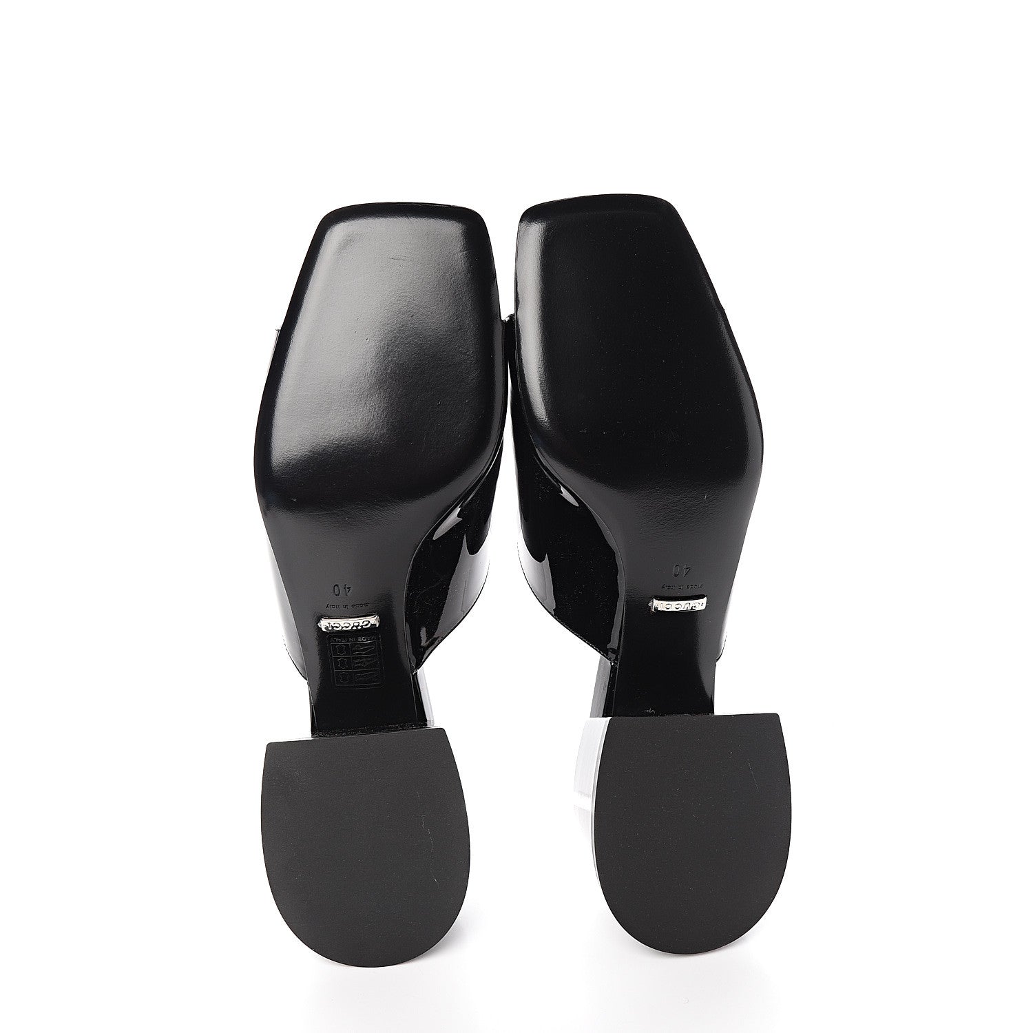 Gucci Patent Lexi Horsebit Mid-Heel Slide Sandals 40 Black 5 of 9