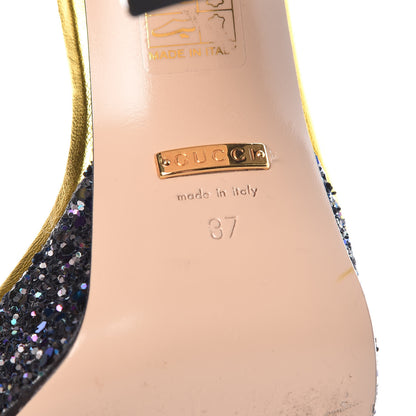 Gucci Glitter Soko Bee Platform Mid Heel Sandals 37 Notte Oro Multi 6 of 9