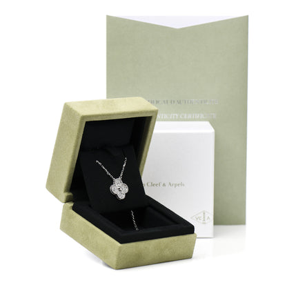 Van Cleef & Arpels 18K White Gold Diamond Vintage Alhambra Pendant Necklace 6 of 6