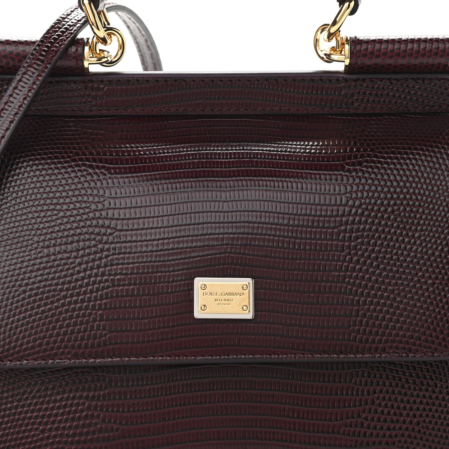 Lizard Calfskin Embossed Small Miss Sicily Satchel Burgundy