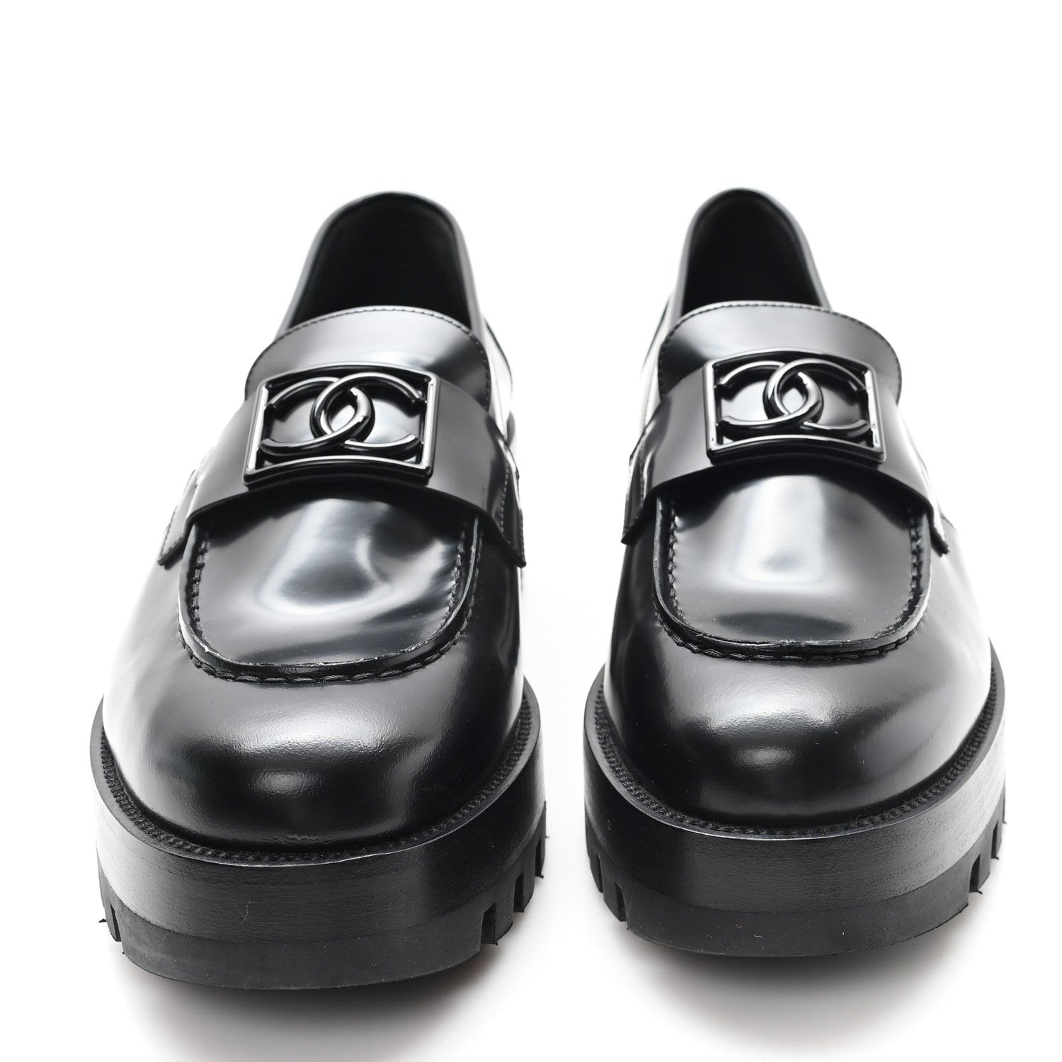 Chanel Calfskin Metal CC Loafers 40.5 Black 3 of 10