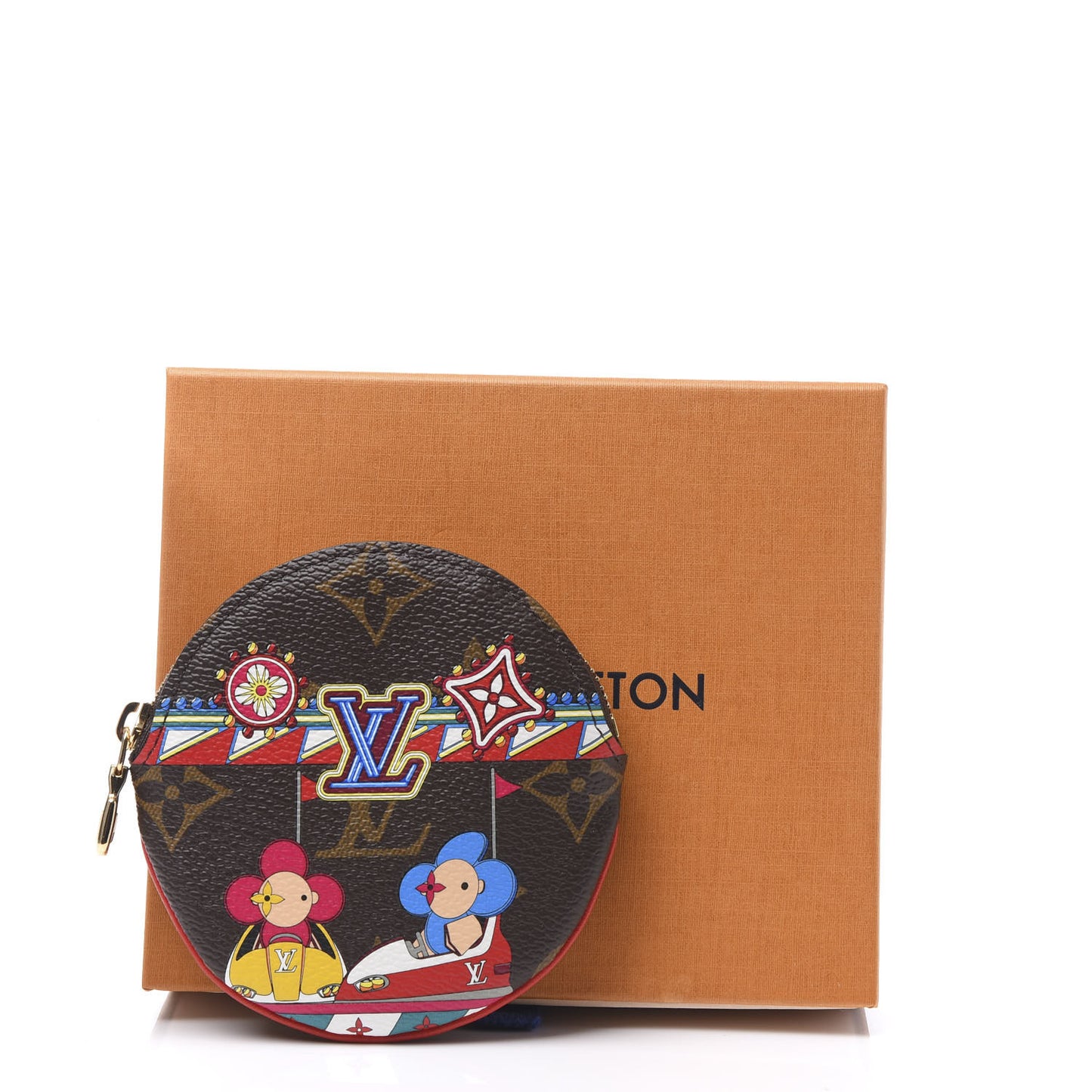 Monogram 2020 Christmas Animation Bumper Cars Round Coin Purse Coquelicot