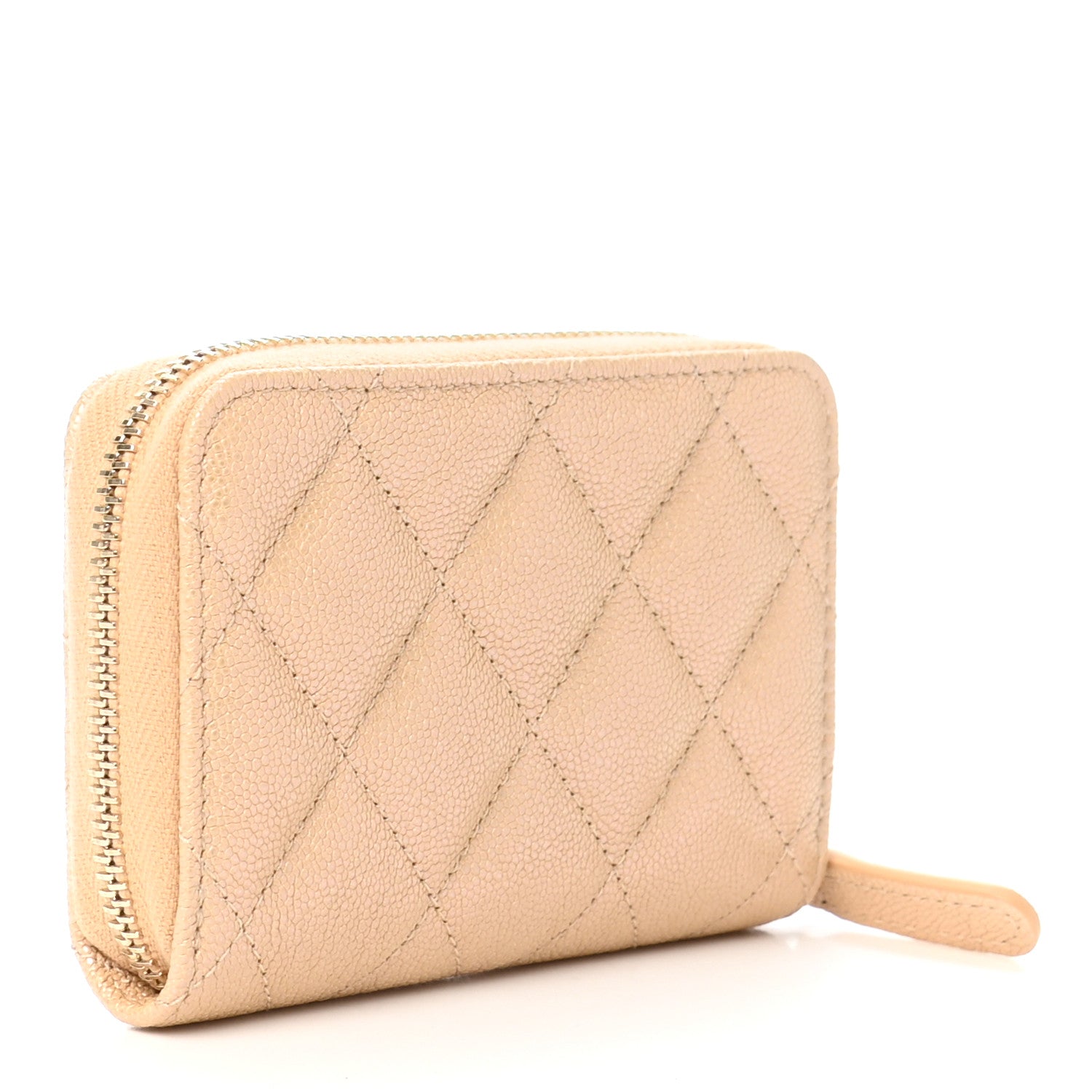 Chanel Iridescent Caviar Quilted Zip Around Coin Purse Beige 3 of 8