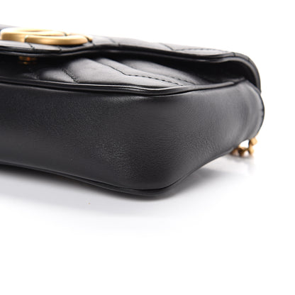Gucci Calfskin Matelasse Super Mini GG Marmont Shoulder Bag Black 13 of 13