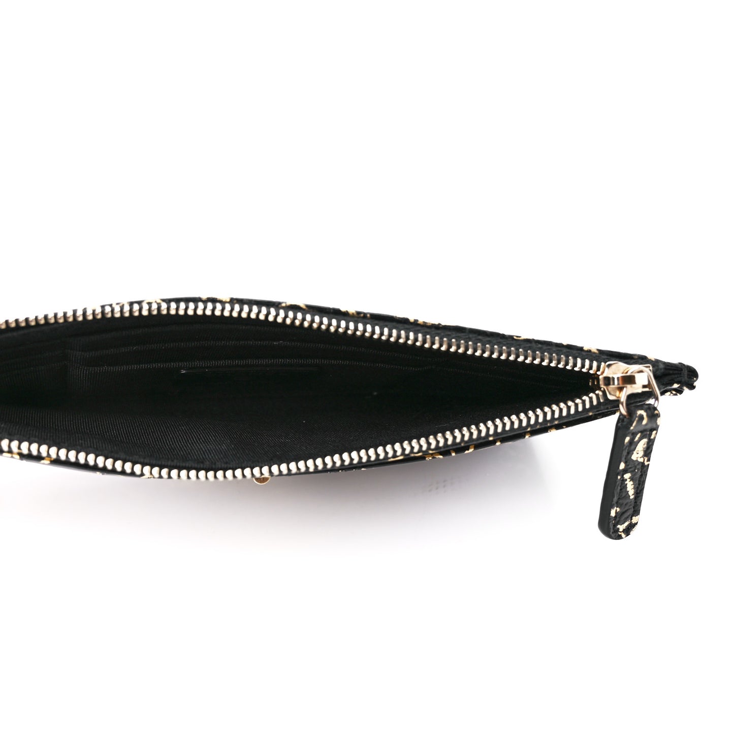 Calfskin Crocodile Embossed Graffiti 2.55 Cocodile Reissue Zip Pouch Black Gold