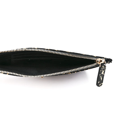 Chanel Calfskin Crocodile Embossed Graffiti 2.55 Cocodile Reissue Zip Pouch Black Gold 5 of 12