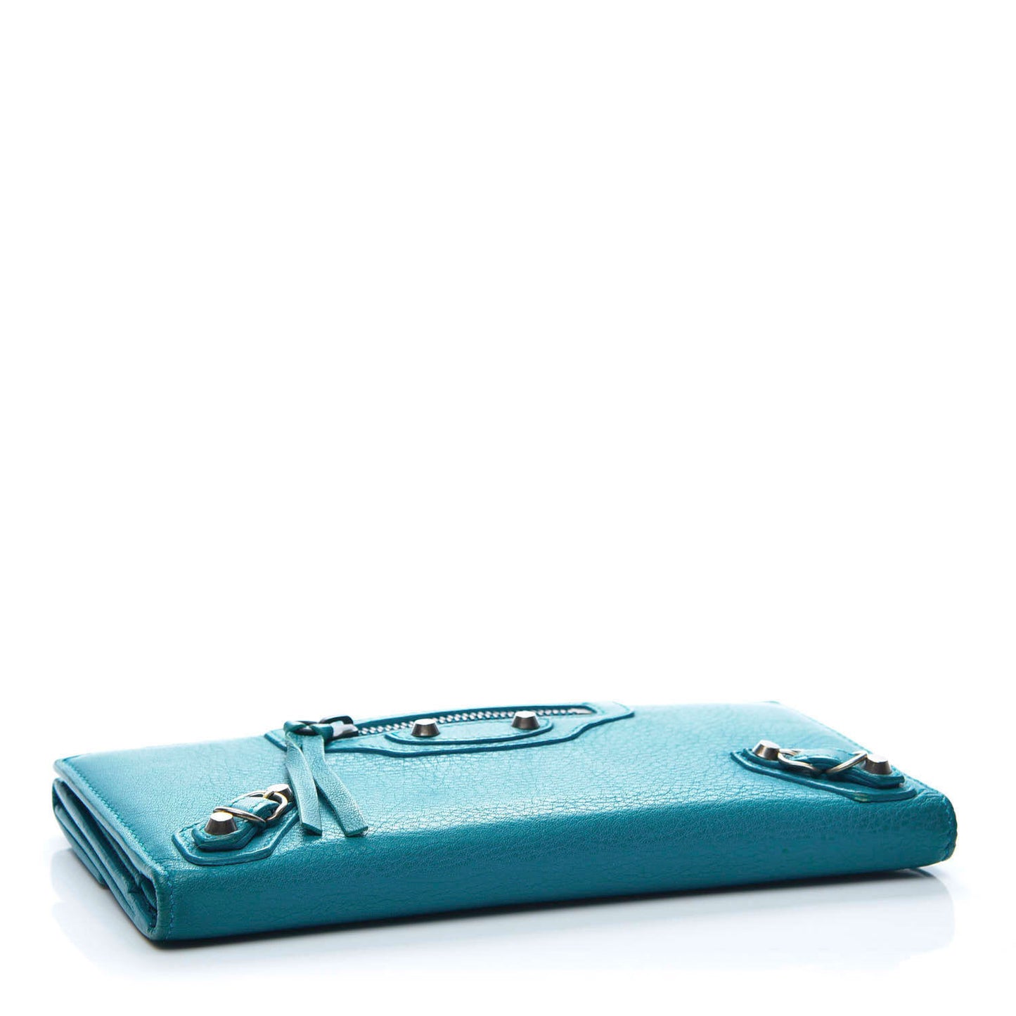 Calfskin Papier Platre Continental Wallet Bleu Paon