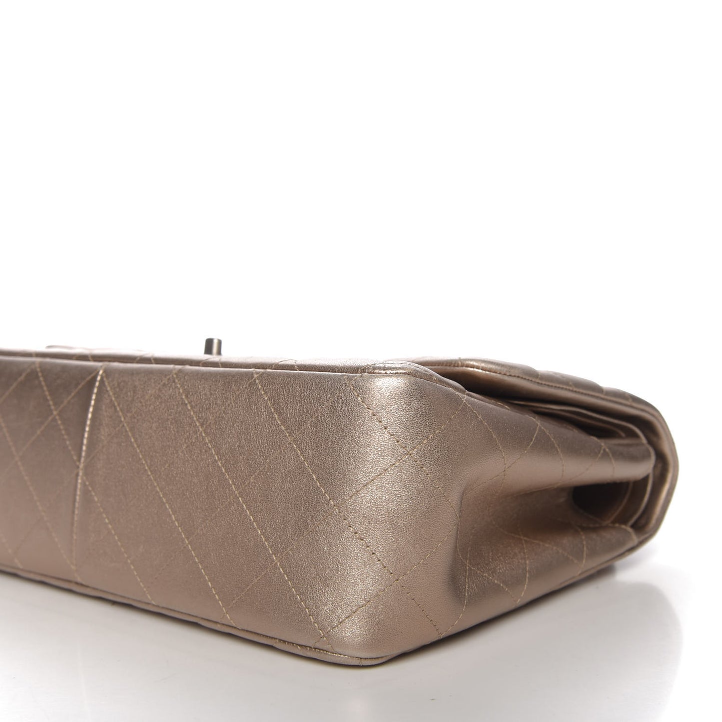 Metallic Lambskin Quilted Jumbo Double Flap Bronze