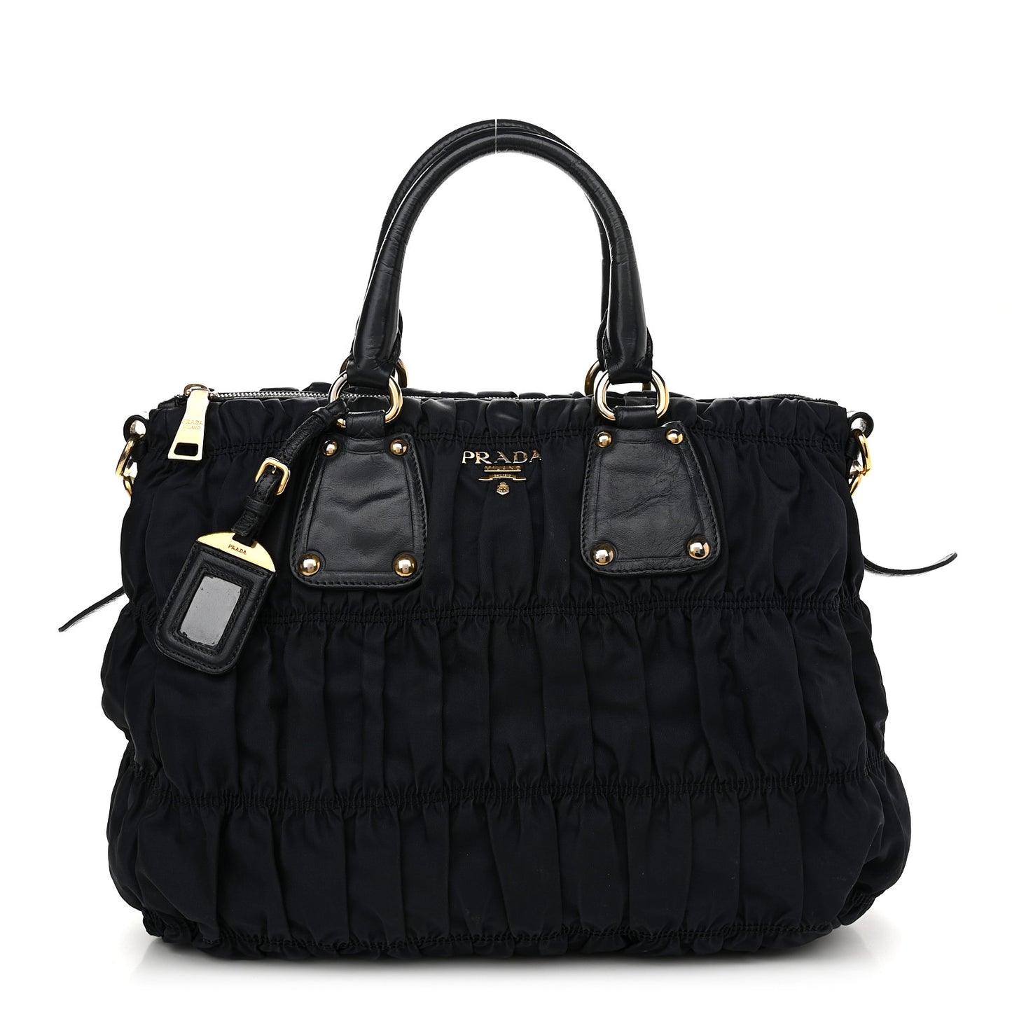 Tessuto Nylon Nappa Gaufre Shopping Satchel Black