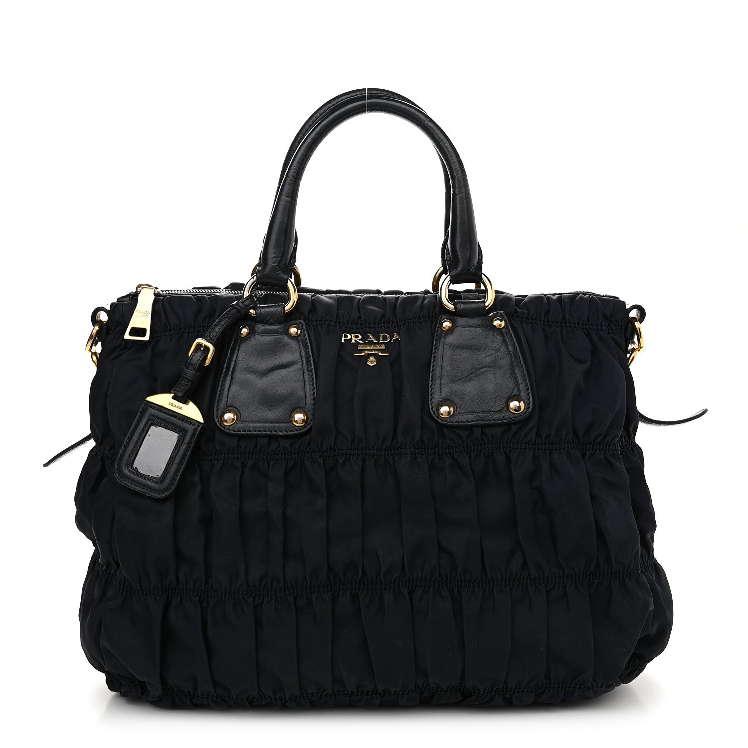 Prada Tessuto Nylon Nappa Gaufre Shopping Satchel Black 1 of 13