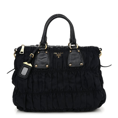 Prada Tessuto Nylon Nappa Gaufre Shopping Satchel Black 1 of 13