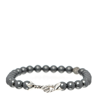 David Yurman Sterling Silver Diamond Hematine 6mm Spiritual Beads Bracelet 3 of 5