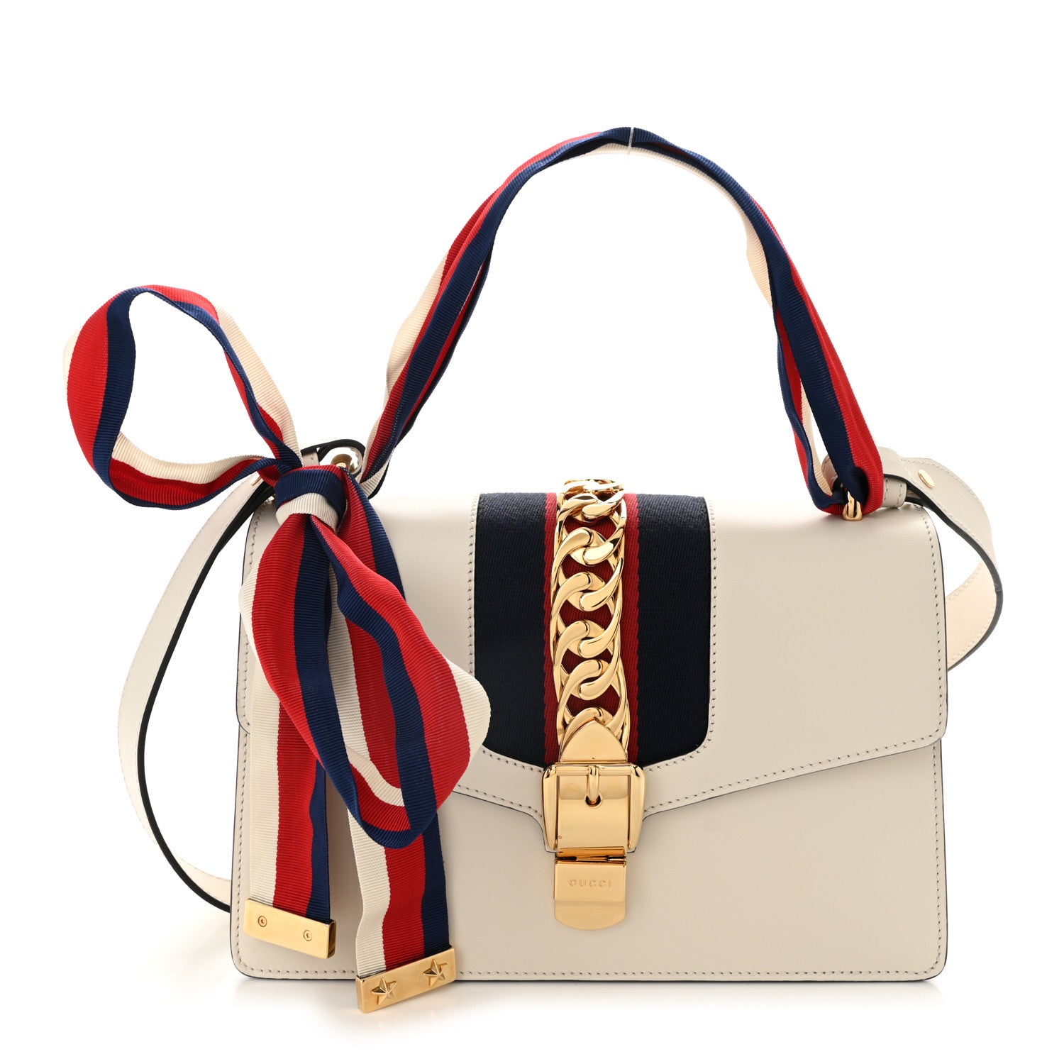 Gucci Calfskin Small Sylvie Shoulder Bag Off White 1 of 10