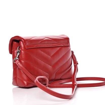 Saint Laurent Calfskin Y Quilted Monogram Toy Loulou Crossbody Bag Red 3 of 11