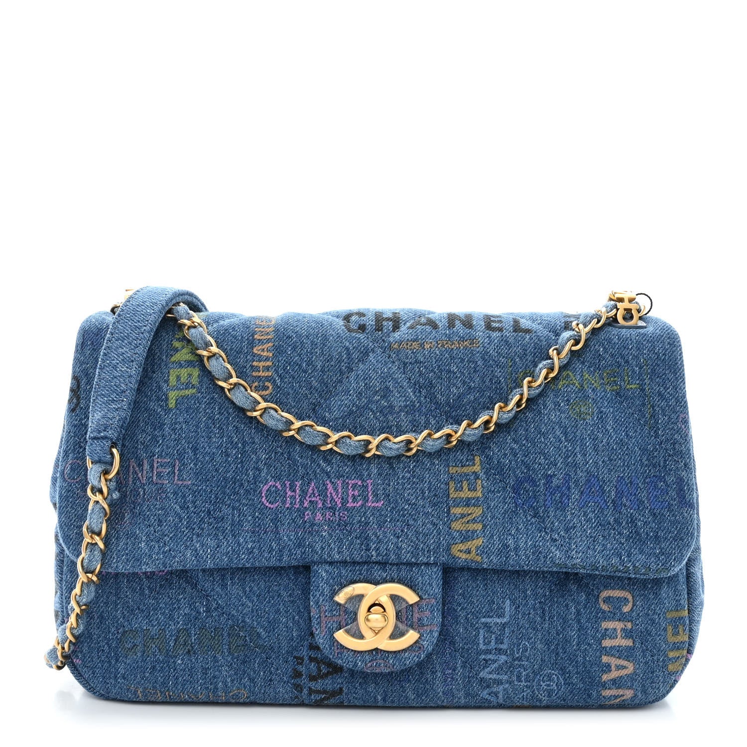 Chanel Denim Quilted Denim Large Mood Flap Blue Multicolor 2 of 11