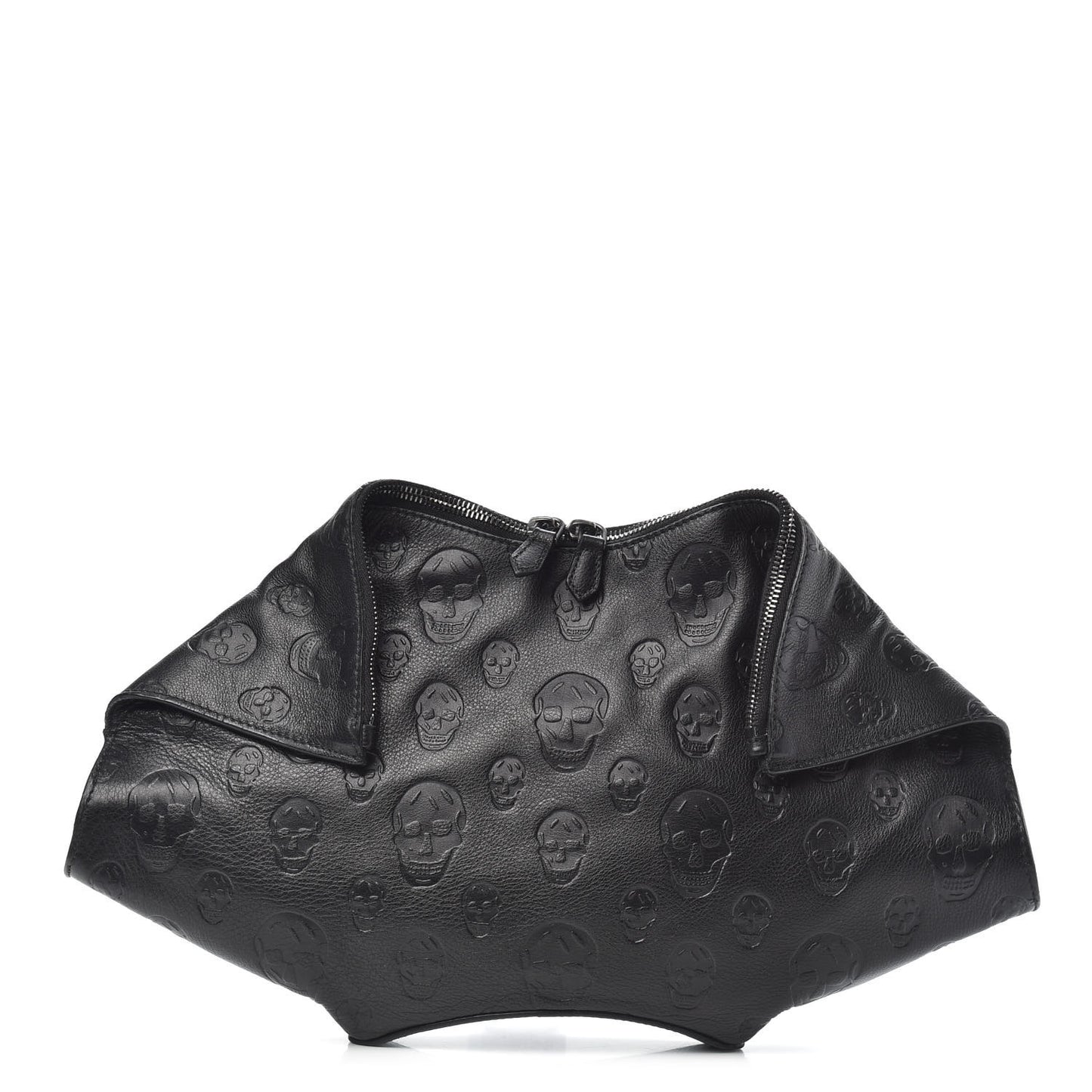 Calfskin Skull Embossed De Manta Clutch Black