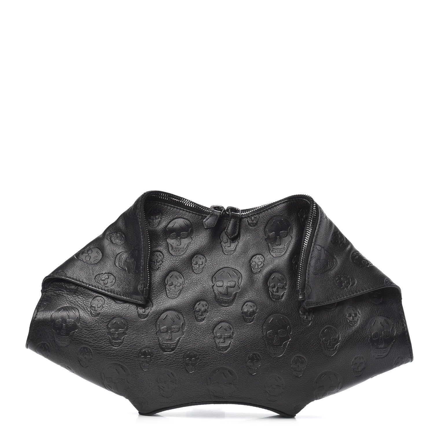 Alexander McQueen Calfskin Skull Embossed De Manta Clutch Black 1 of 12