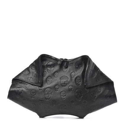 Alexander McQueen Calfskin Skull Embossed De Manta Clutch Black 1 of 12