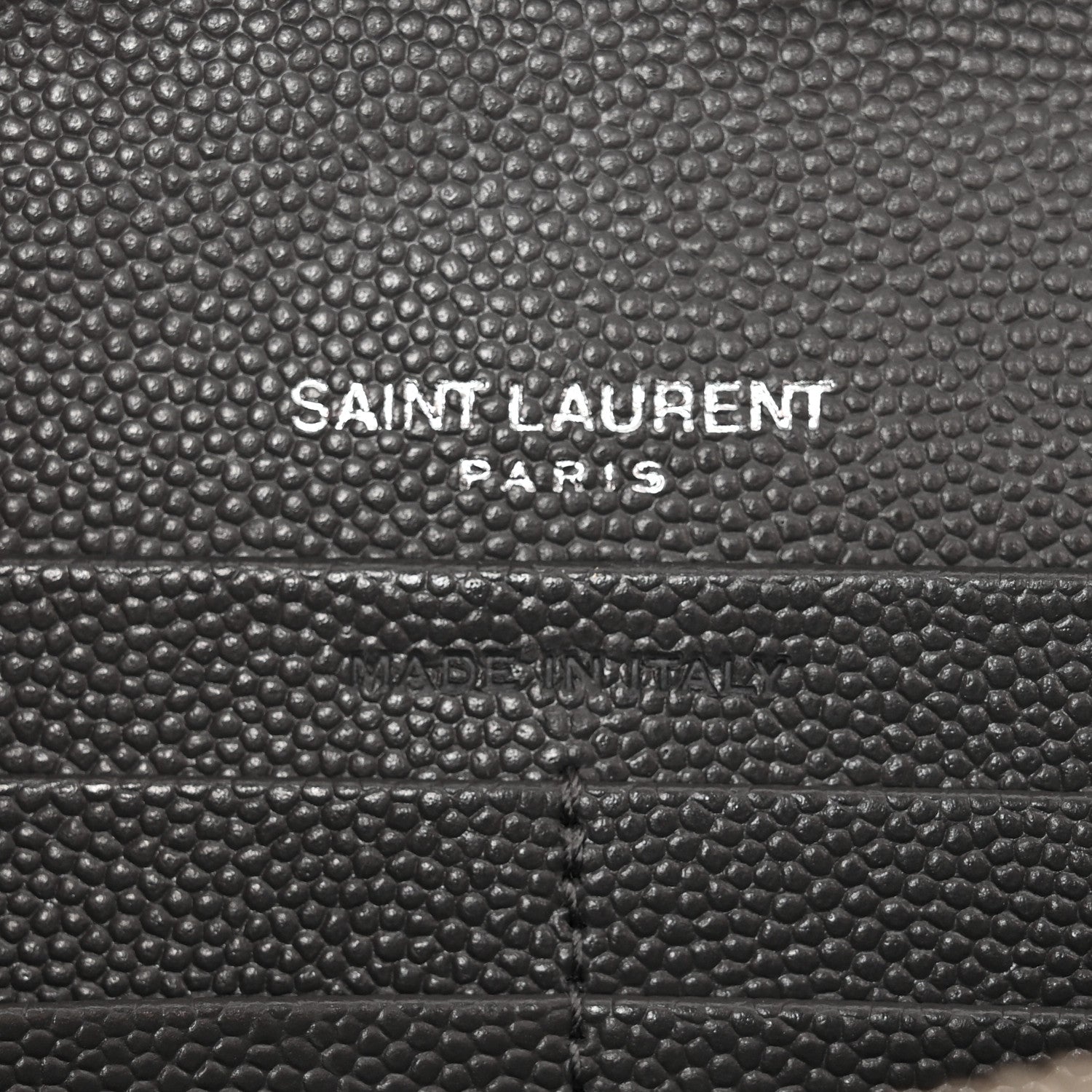 Saint Laurent Grain De Poudre Matelasse Chevron Monogram Chain Wallet Oyster Grey 6 of 10