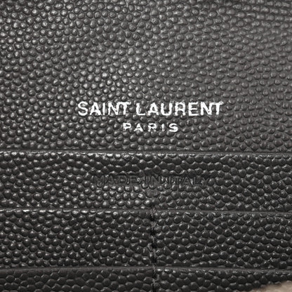 Saint Laurent Grain De Poudre Matelasse Chevron Monogram Chain Wallet Oyster Grey 6 of 10