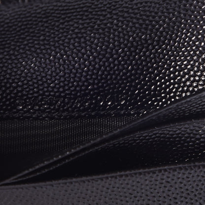 Saint Laurent Grain De Poudre Matelasse Chevron Monogram Zipped Card Case Black 7 of 7