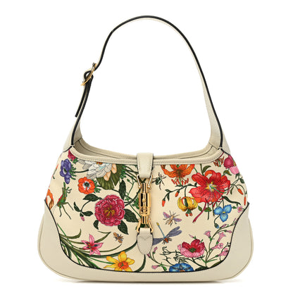 Gucci Canvas Flora Medium Jackie Hobo White 1 of 8
