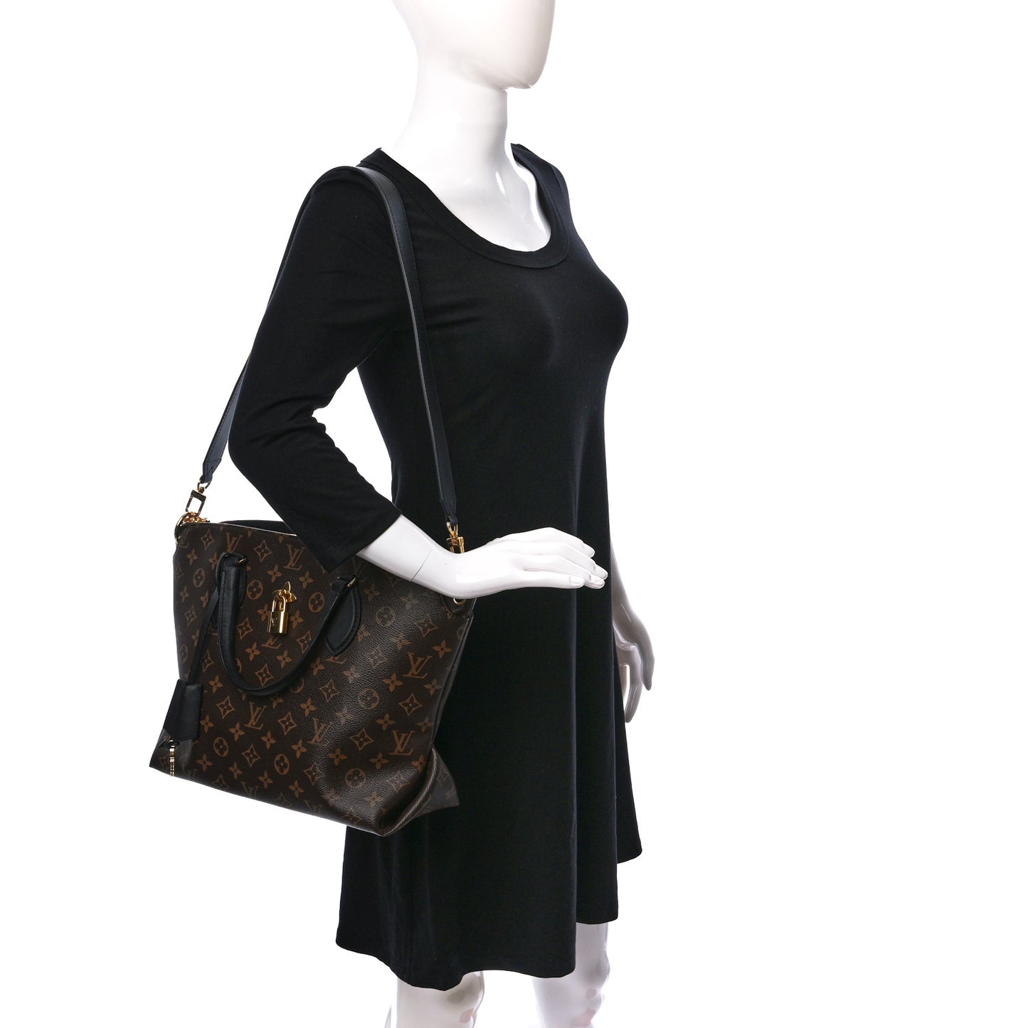 Monogram Flower Zipped Tote MM Black