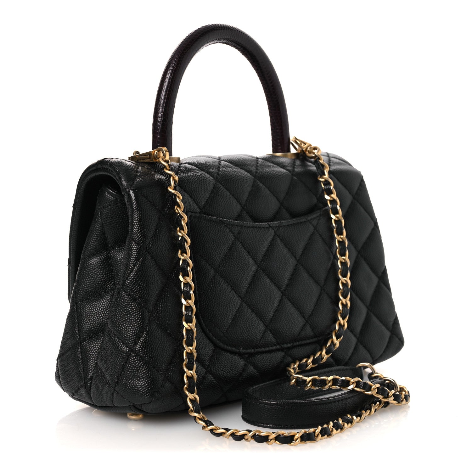 Chanel Caviar Lizard Embossed Quilted Mini Coco Handle Flap Black 3 of 14