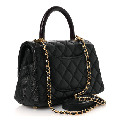 Chanel Caviar Lizard Embossed Quilted Mini Coco Handle Flap Black 3 of 14