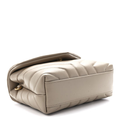 Saint Laurent Calfskin Y Quilted Monogram Toy Loulou Crossbody Bag Latte 4 of 13
