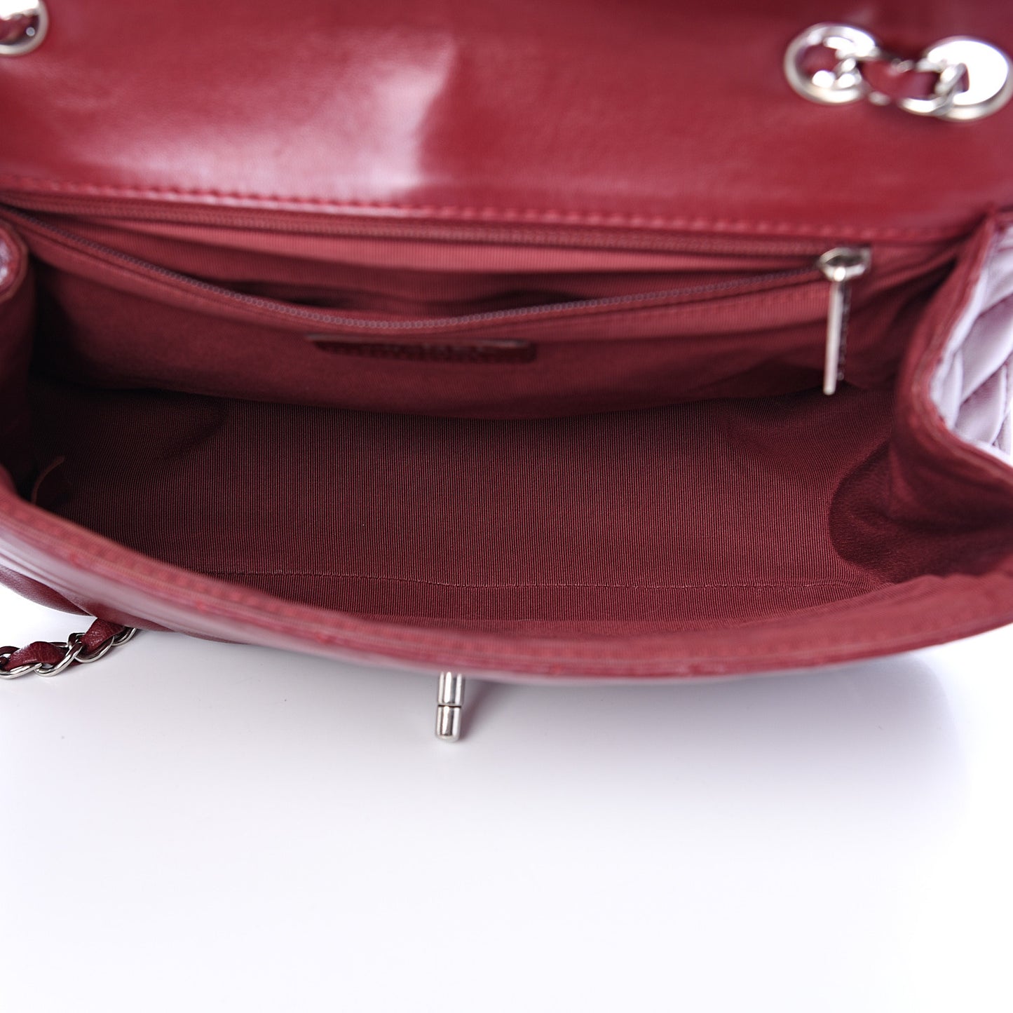 Lambskin Chevron Quilted Medium Surpique Flap Dark Red