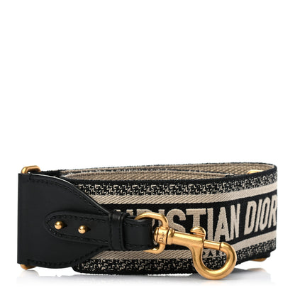 Christian Dior Canvas Embroidered Shoulder Strap Black 1 of 4