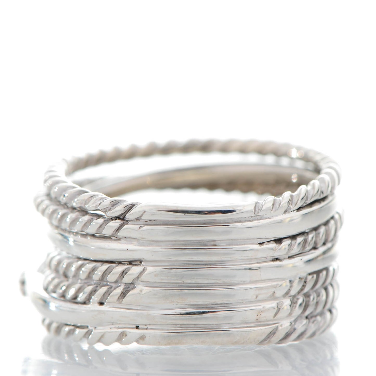 Sterling Silver Pave Diamond 11mm Wide Crossover Cable Ring 54 7