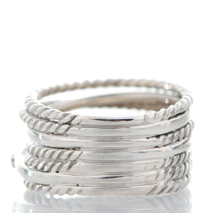David Yurman Sterling Silver Pave Diamond 11mm Wide Crossover Cable Ring 54 7 3 of 6