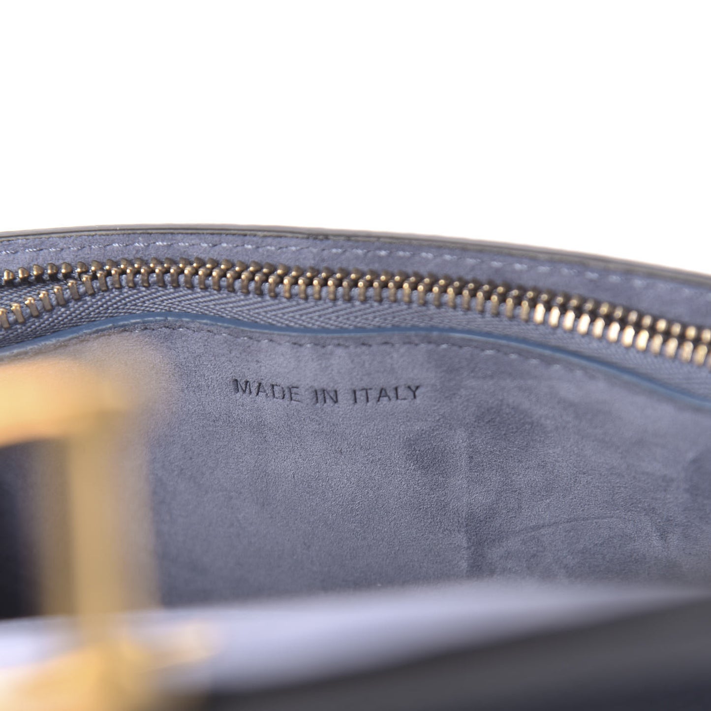 Grained Calfskin Saddle Belt Clutch Denim Blue