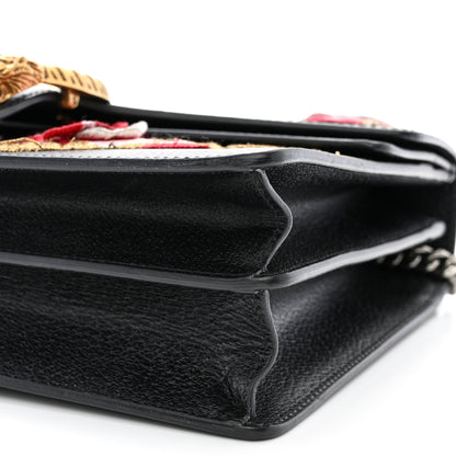 Gucci Calfskin Web Floral Embroidered Medium Dionysus Shoulder Bag Black 10 of 12