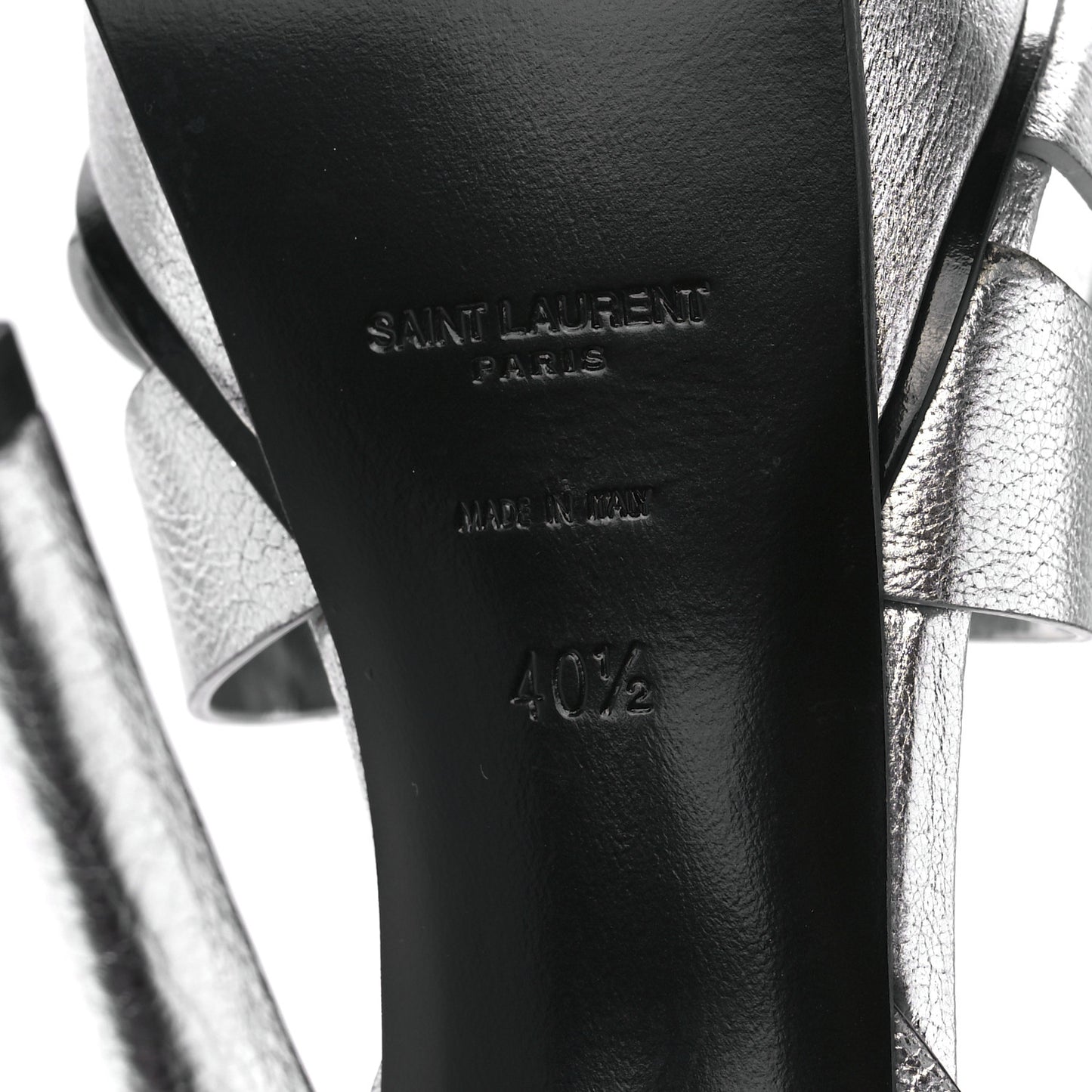 Metallic Calfskin Tribute 105 Platform Sandals 40.5 Silver
