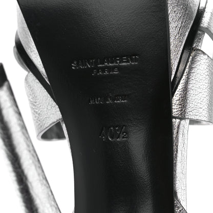 Saint Laurent Metallic Calfskin Tribute 105 Platform Sandals 40.5 Silver 6 of 7