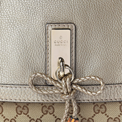 Gucci Monogram Calfskin Medium Bella Flap Bag Beige Ebony Champagne 8 of 10