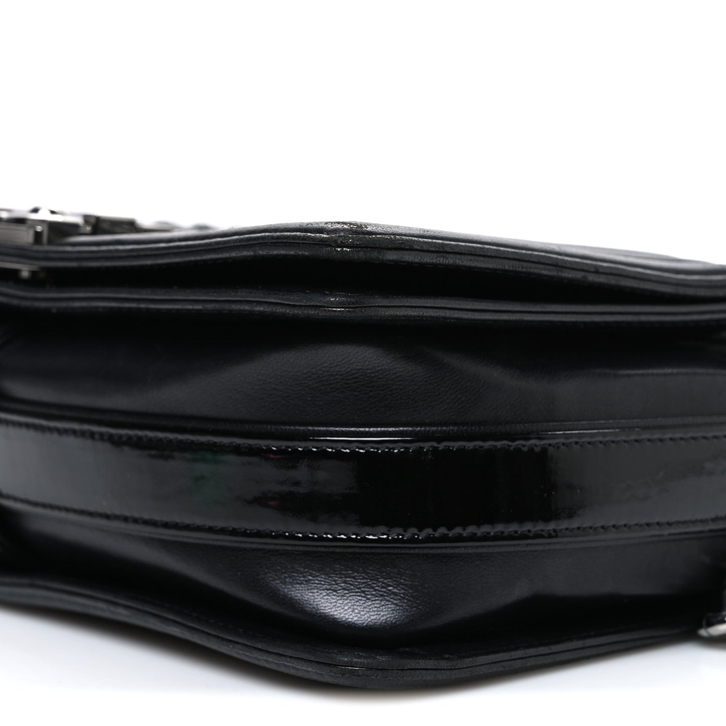 Calfskin Patent Braided Medium Boy Flap Black