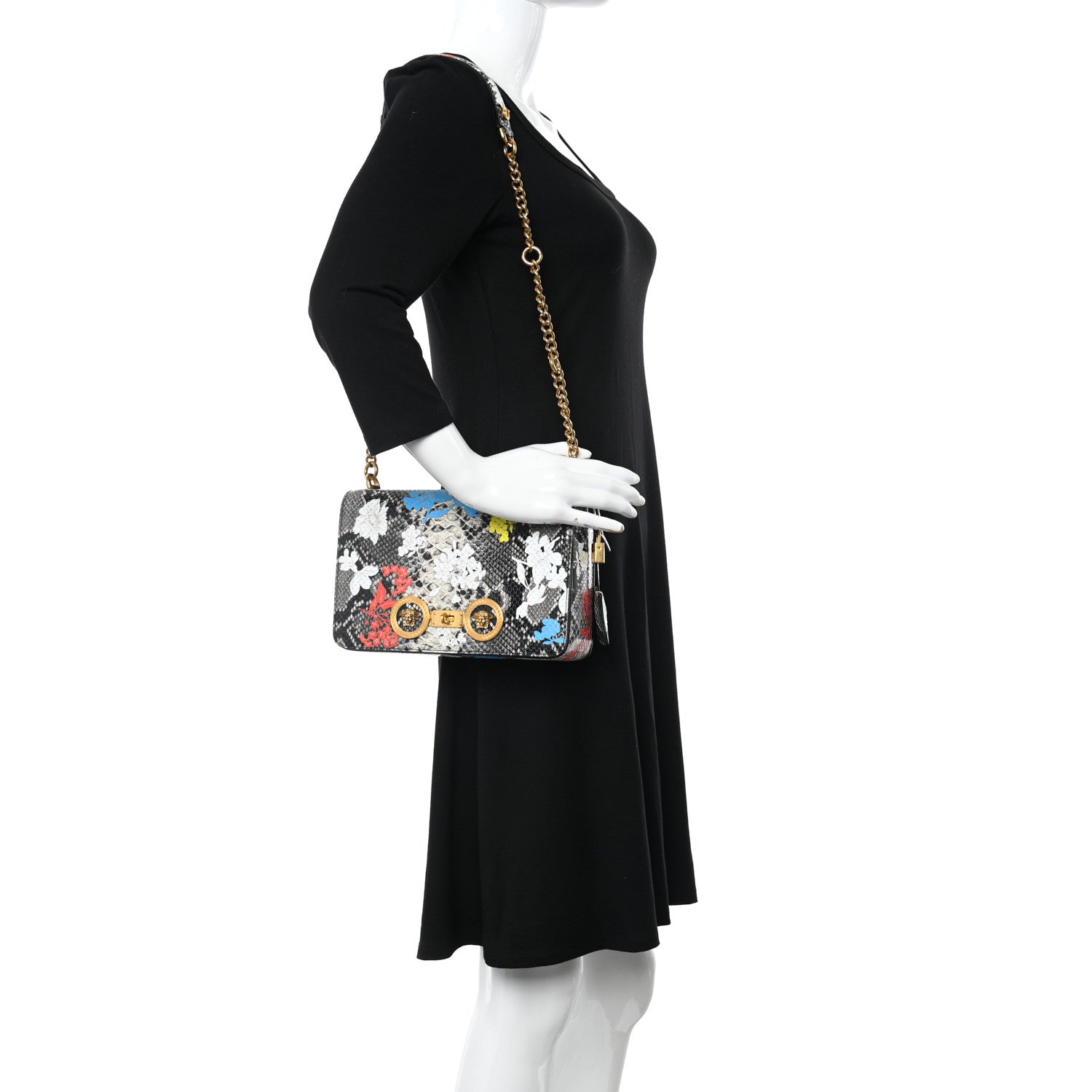Versace Snakeskin Floral Print Tribute Crossbody Bag Multicolor 2 of 10