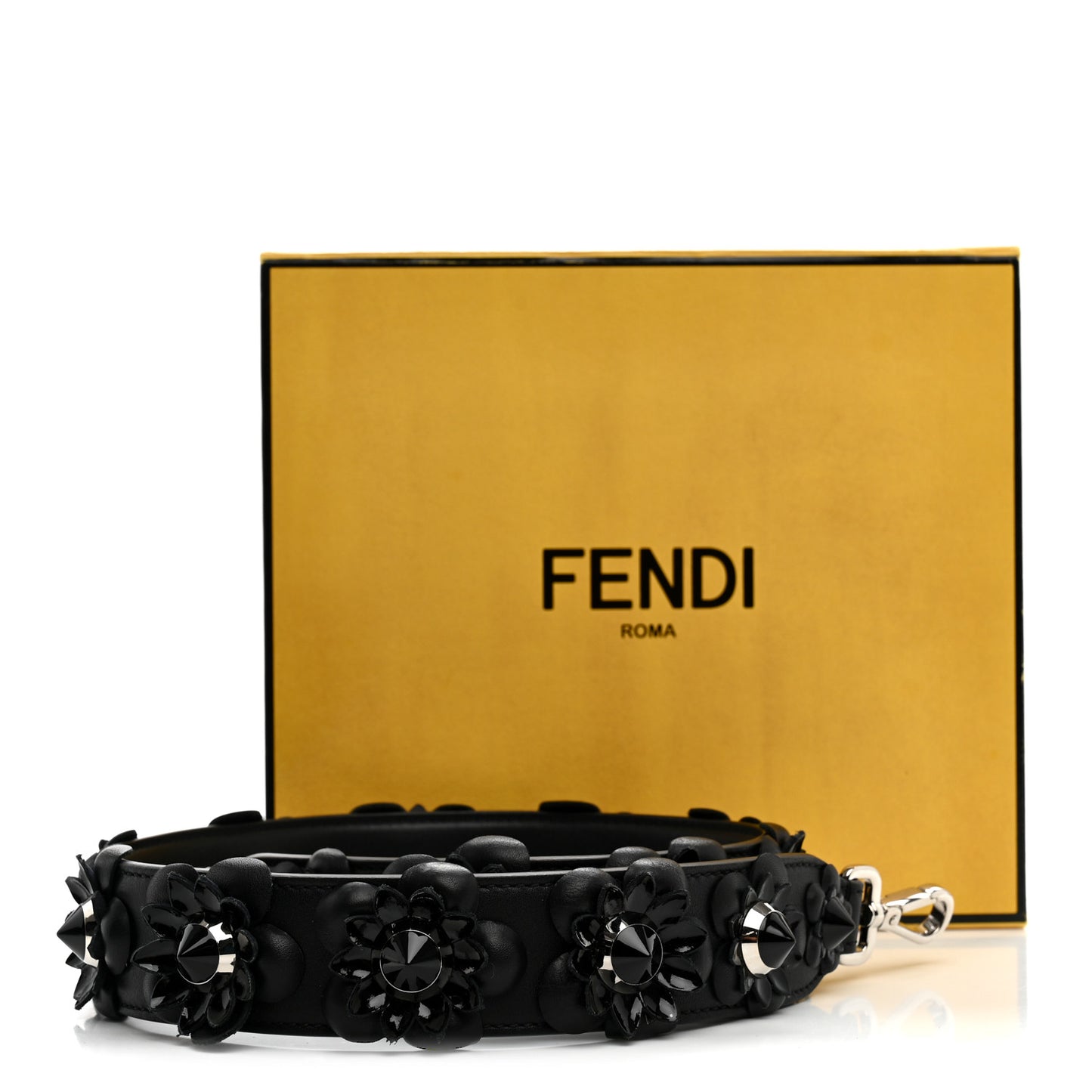 Vitello Dolce Nappa Patent Flowerland Studded Strap You Black