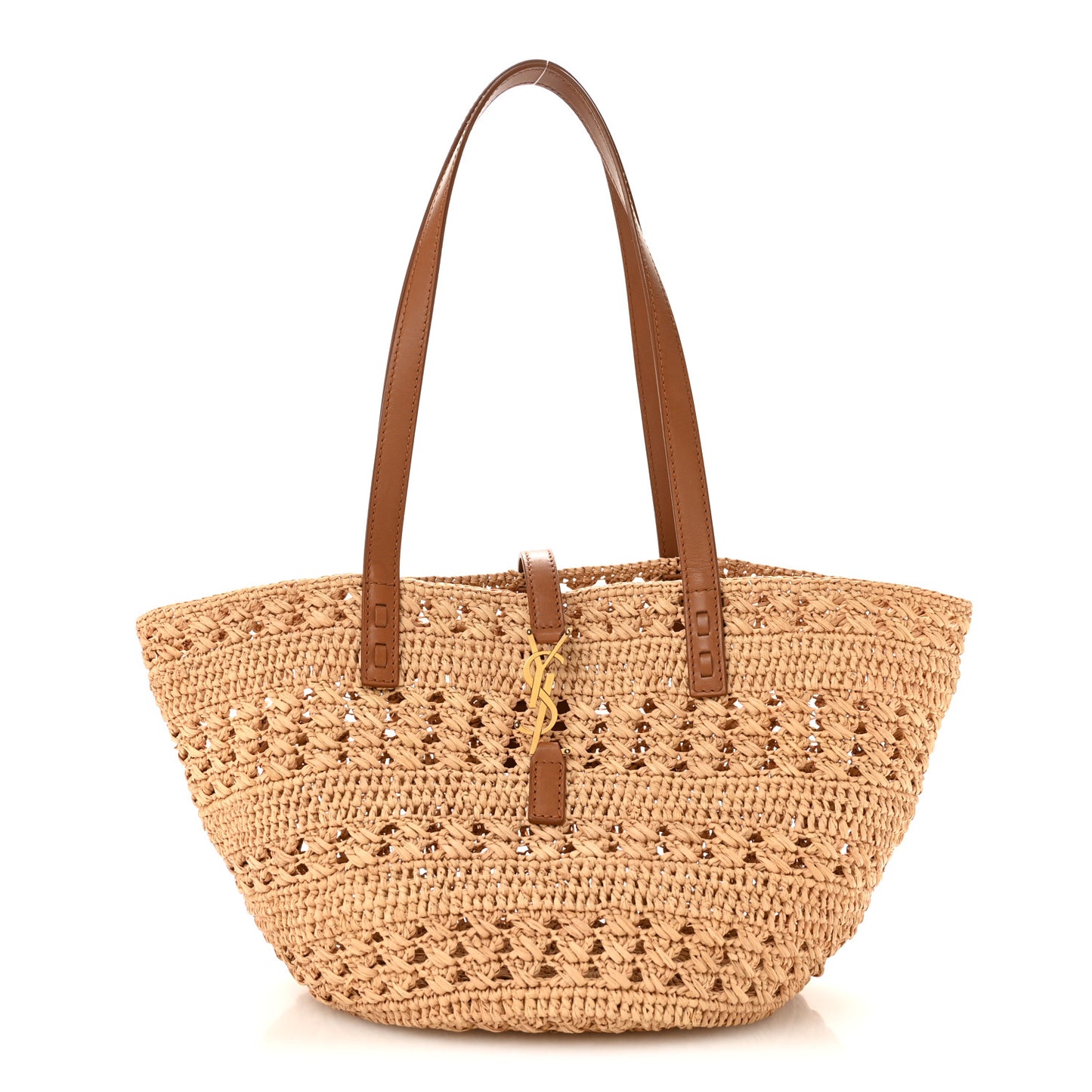 Raffia Calfskin Small Panier Tote Naturel
