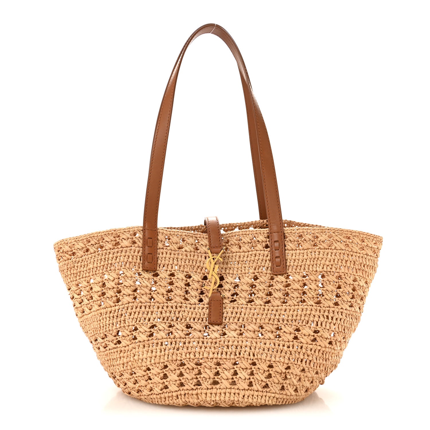 Saint Laurent Raffia Calfskin Small Panier Tote Naturel 1 of 11