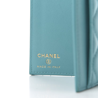 Chanel Lambskin Quilted Card Holder Wallet Turquoise 6 of 8