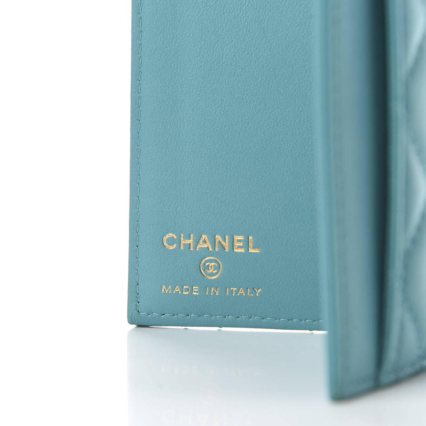 Lambskin Quilted Card Holder Wallet Turquoise